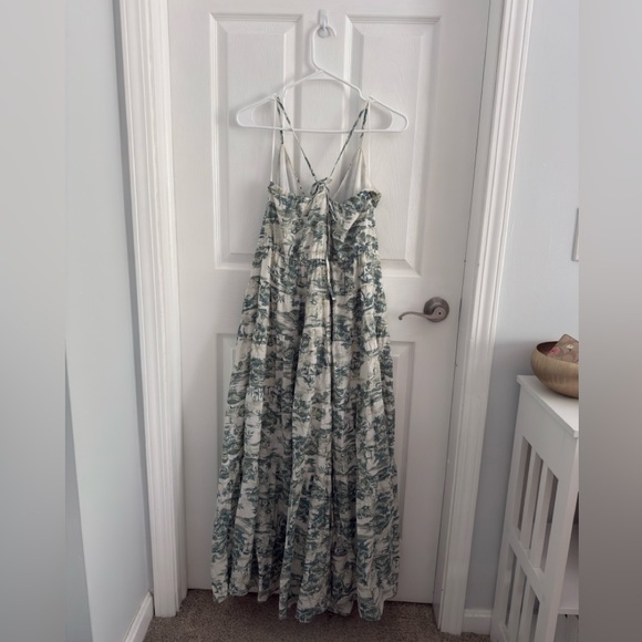 Abercrombie French Toile Green & White Spaghetti Strap Maxi Dress - Picture 3 of 9